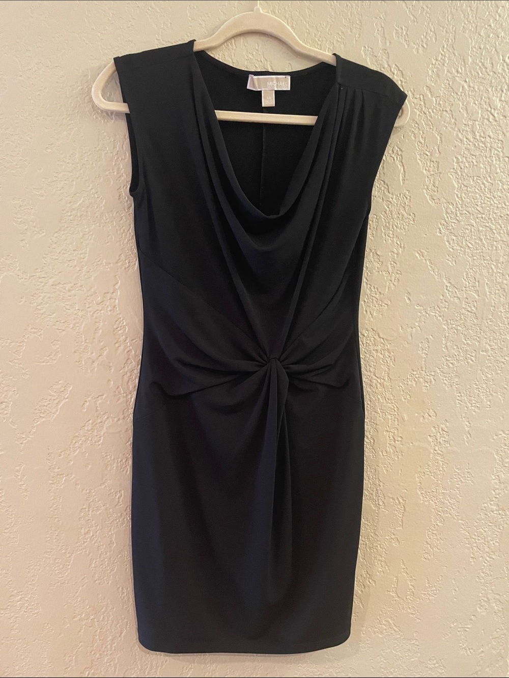 Michael Kors Black Cowl Neck Knot Sheath Dress
